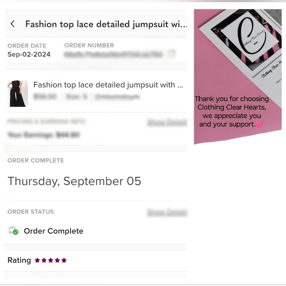 Fashion top lace detailed jumpsuit with belt. - Picture 9 of 9